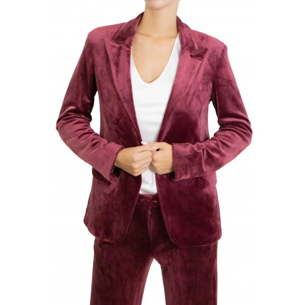 Giacca in velluto liscio con bottone 